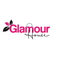Glamour House logo with pink text and black leaf design for SEO.