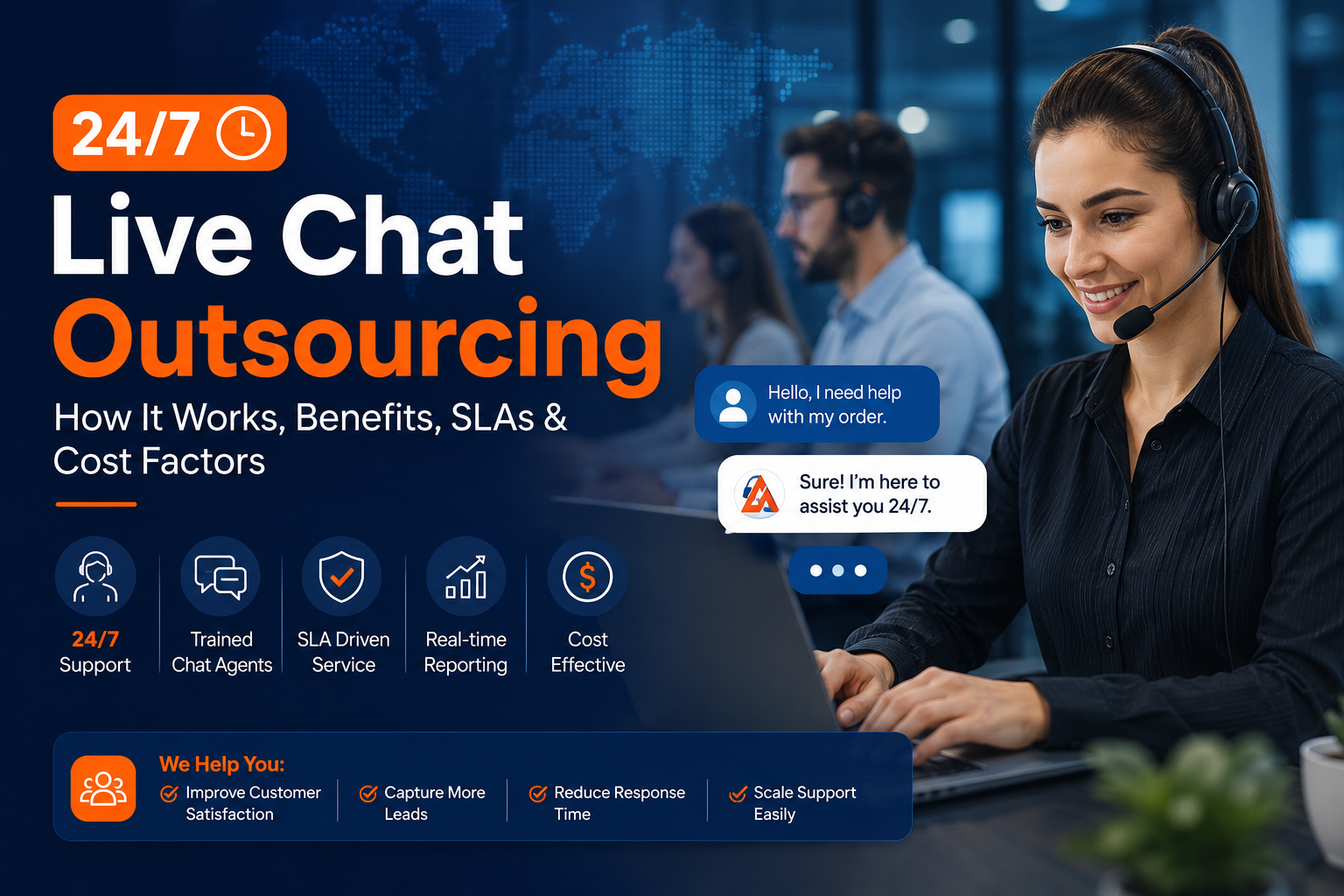 24/7 Live Chat Outsourcing: How It Works, Benefits, SLAs & Cost Factors